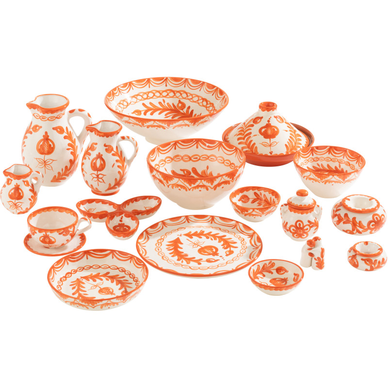 Cendrier original 14 cm en Céramique Orange Blanc Motif fleur Granada - 3