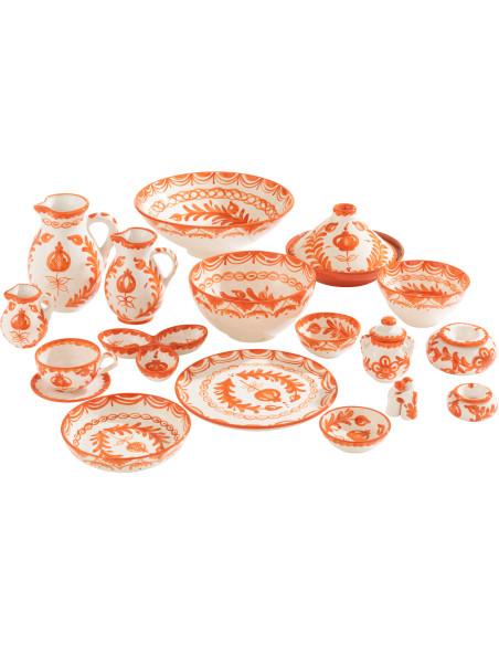 Cendrier original 14 cm en Céramique Orange Blanc Motif fleur Granada - 3