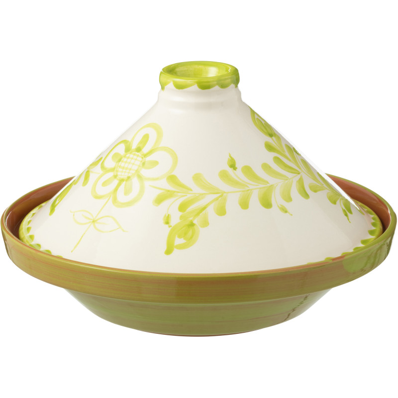Plat à Tajine original 20 cm en Céramique Vert Blanc Motif fleur Granada - 1