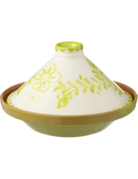 Plat à Tajine original 20 cm en Céramique Vert Blanc Motif fleur Granada - 1