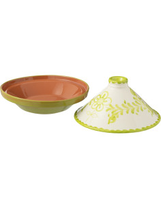 Plat à Tajine original 20 cm en Céramique Vert Blanc Motif fleur Granada - 1 2