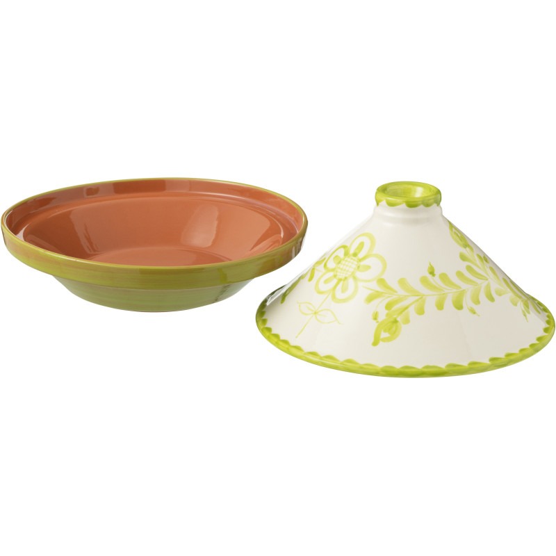 Plat à Tajine original 20 cm en Céramique Vert Blanc Motif fleur Granada - 2