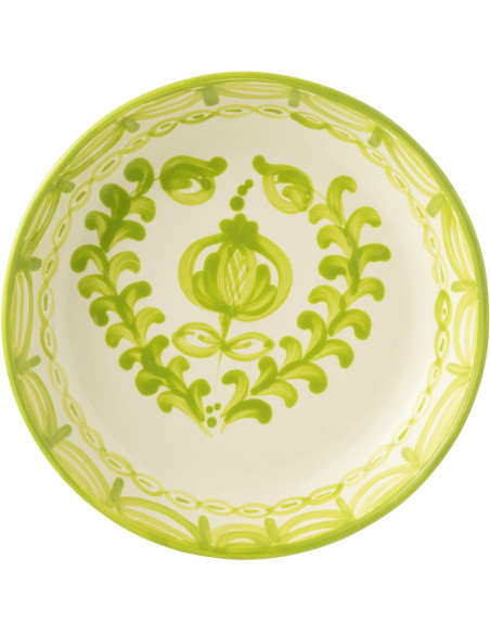 Plat original rond 25 cm en Céramique Vert Blanc Motif fleur Granada - 3