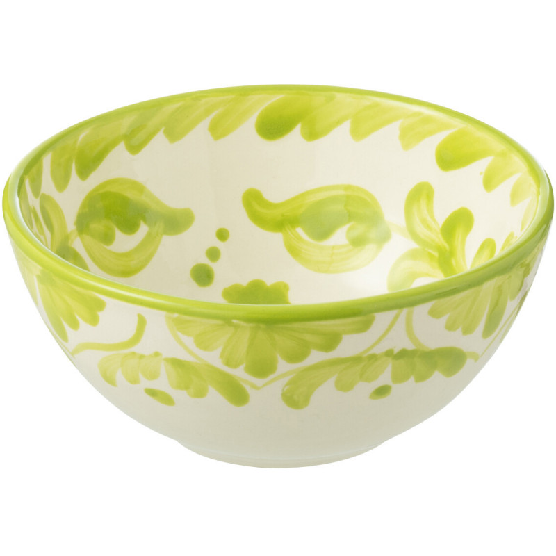 Petit Bol rond 14 cm en Céramique Vert Blanc Motif fleur Granada - 1