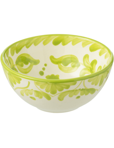Petit Bol rond 14 cm en Céramique Vert Blanc Motif fleur Granada - 1