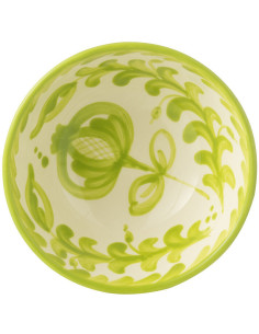 Petit Bol rond 14 cm en Céramique Vert Blanc Motif fleur Granada - 1 2