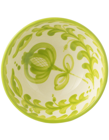 Petit Bol rond 14 cm en Céramique Vert Blanc Motif fleur Granada - 2