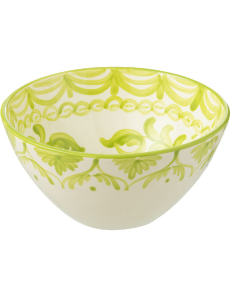 Grand Bol rond 22 cm en Céramique Vert Blanc Motif fleur Granada - 1