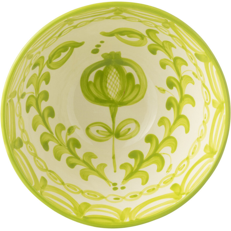 Grand Bol rond 22 cm en Céramique Vert Blanc Motif fleur Granada - 3