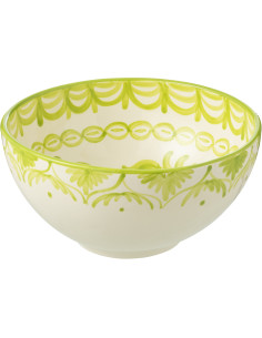 Saladier original rond 28 cm en Céramique Vert Blanc Motif fleur Granada - 1