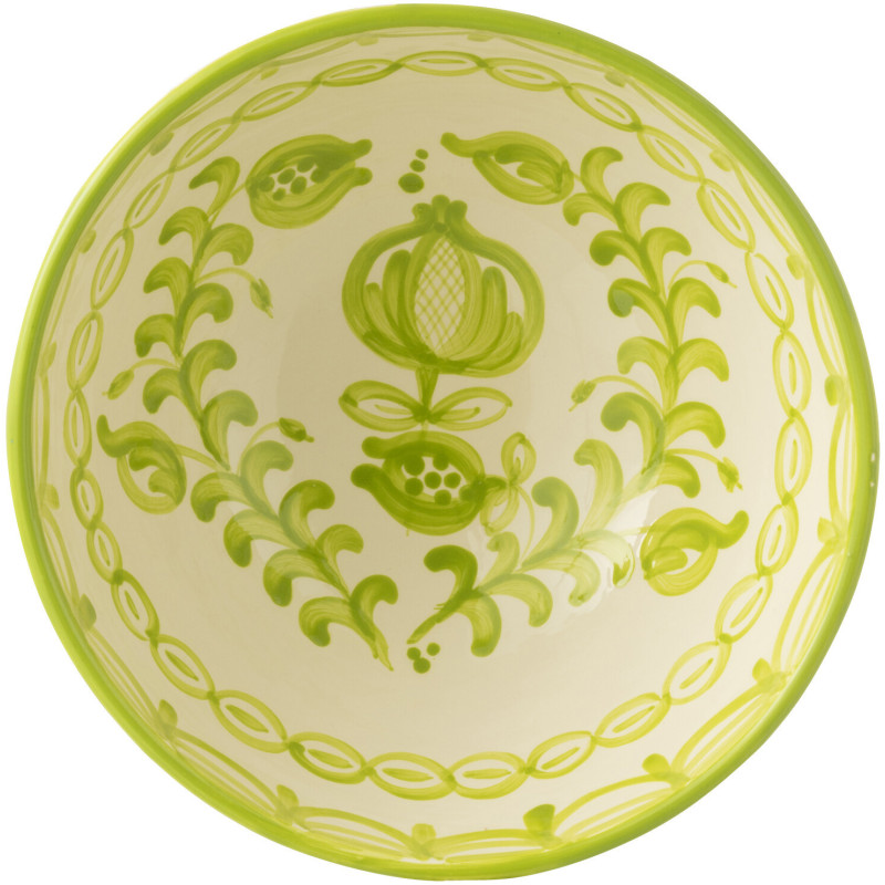 Saladier original rond 28 cm en Céramique Vert Blanc Motif fleur Granada - 2