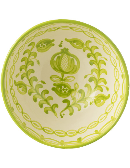 Saladier original rond 28 cm en Céramique Vert Blanc Motif fleur Granada - 2