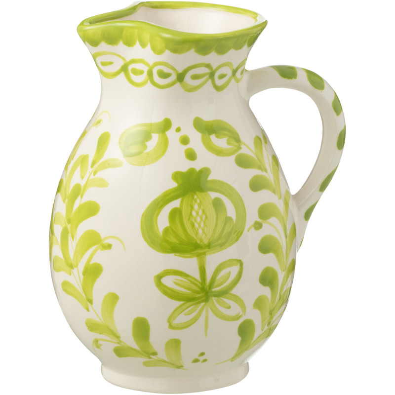Pichet original 1,6 Litre en Céramique Vert Blanc Motif fleur Granada - 1
