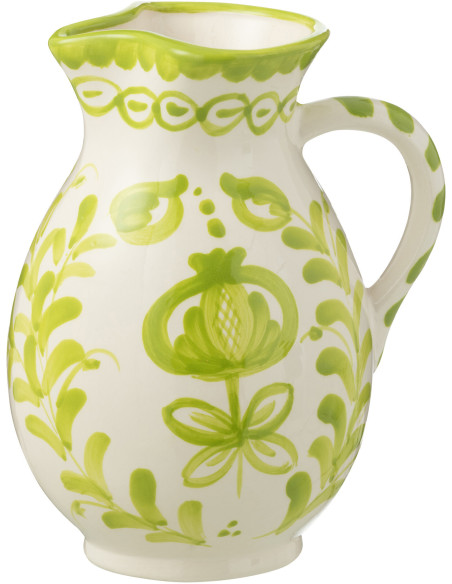 Pichet original 1,6 Litre en Céramique Vert Blanc Motif fleur Granada - 1