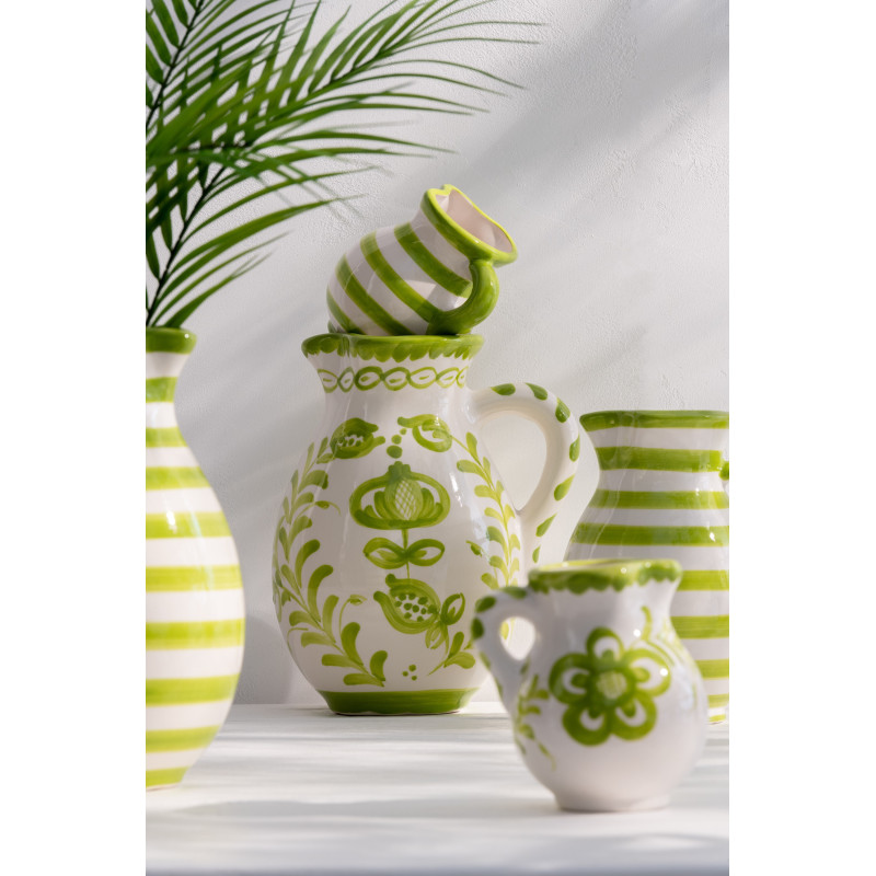 Pichet original 1,6 Litre en Céramique Vert Blanc Motif fleur Granada - 2