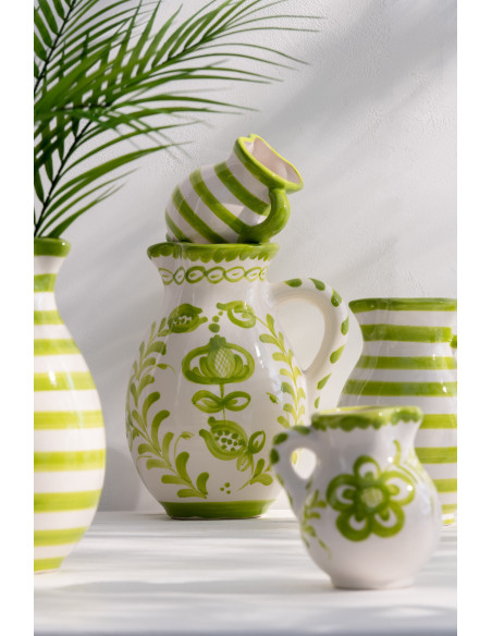 Pichet original 1,6 Litre en Céramique Vert Blanc Motif fleur Granada - 2