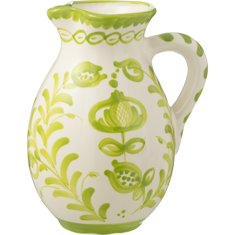 Grand Pichet original 3,3 Litre en Céramique Vert Blanc Motif fleur Granada - 1