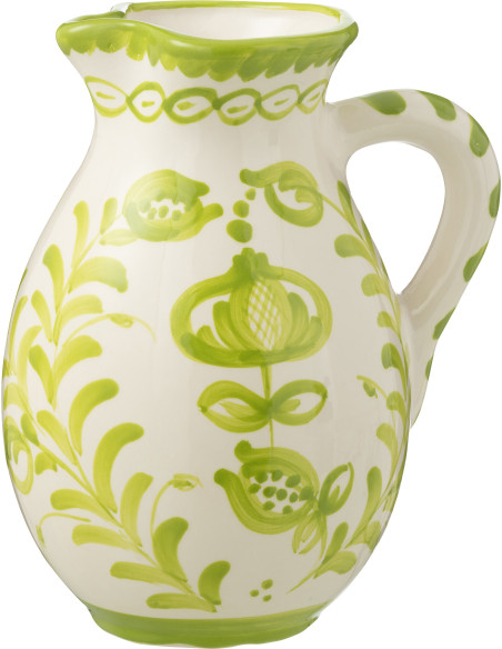 Grand Pichet original 3,3 Litre en Céramique Vert Blanc Motif fleur Granada - 1