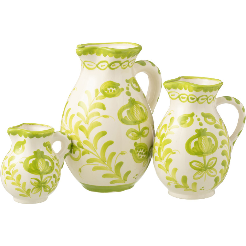 Grand Pichet original 3,3 Litre en Céramique Vert Blanc Motif fleur Granada - 2