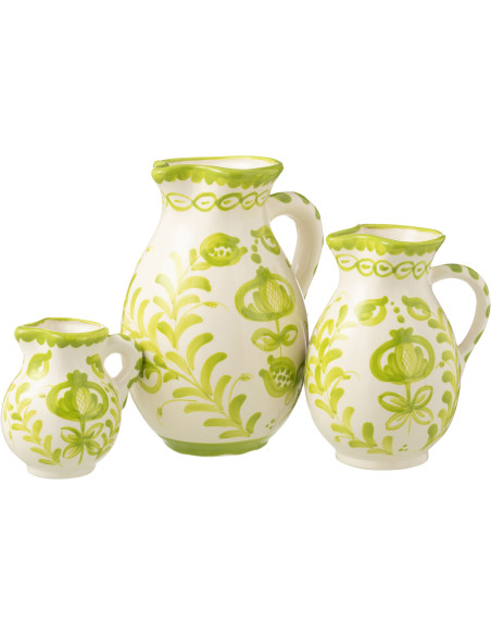 Grand Pichet original 3,3 Litre en Céramique Vert Blanc Motif fleur Granada - 2