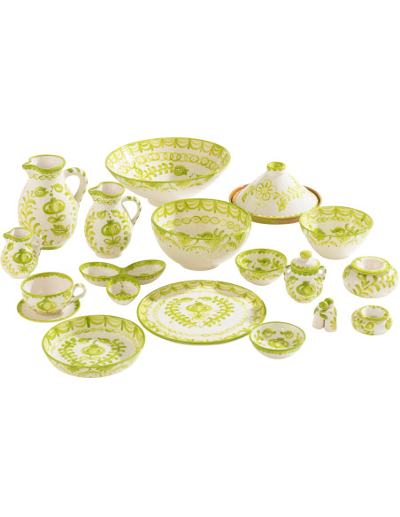 Cendrier original 14 cm en Céramique Vert Blanc Motif fleur Granada - 3