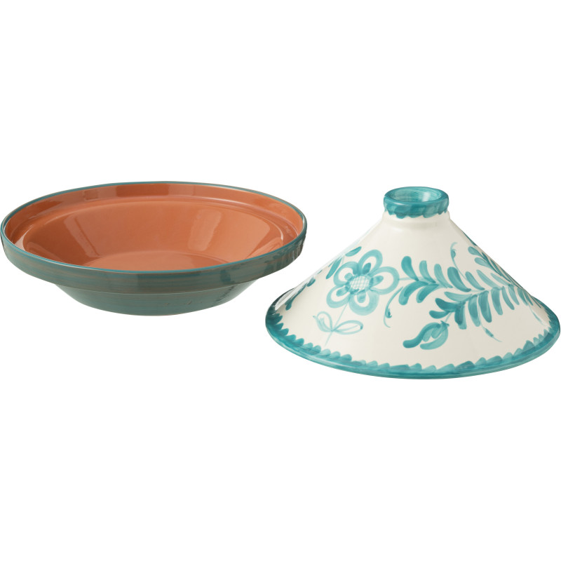 Plat à Tajine original 20 cm en Céramique Bleu aqua Blanc Motif fleur Granada - 3