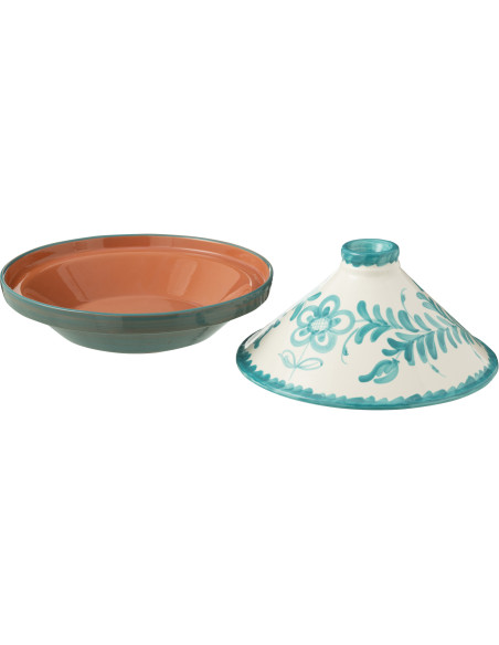 Plat à Tajine original 20 cm en Céramique Bleu aqua Blanc Motif fleur Granada - 3