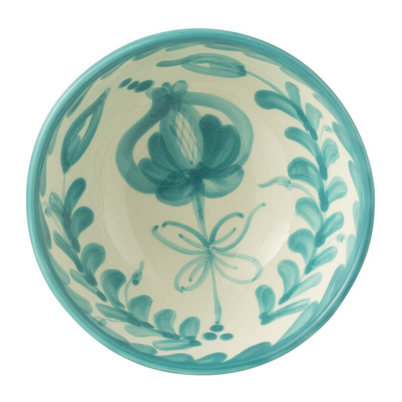 Petit Bol rond 14 cm en Céramique Bleu aqua Blanc Motif fleur Granada - 2