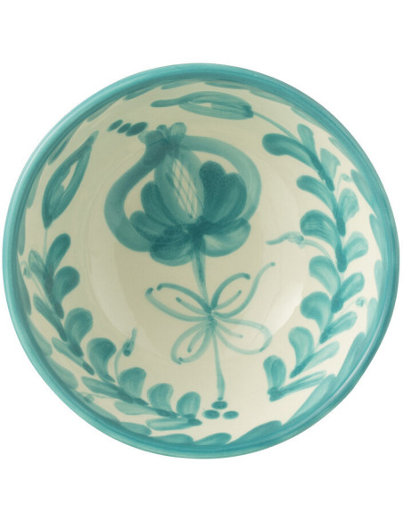 Petit Bol rond 14 cm en Céramique Bleu aqua Blanc Motif fleur Granada - 2