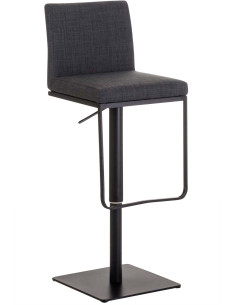 Tabouret de bar Avec dossier Nolan en Polyester Gris foncé Métal Noir Mat - 1