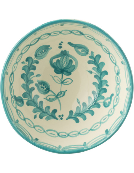 Saladier original rond 28 cm en Céramique Bleu aqua Blanc Motif fleur Granada - 2