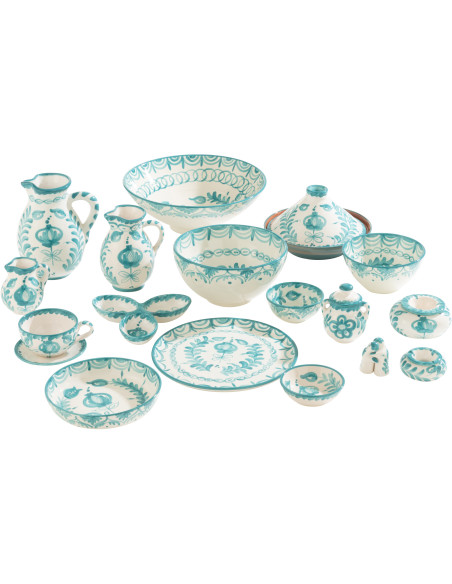 Cendrier original 14 cm en Céramique Bleu aqua Blanc Motif fleur Granada - 3