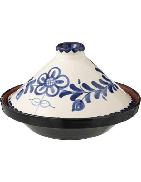 Plat à Tajine original 20 cm en Céramique Bleu cobalt Blanc Motif fleur Granada - 1