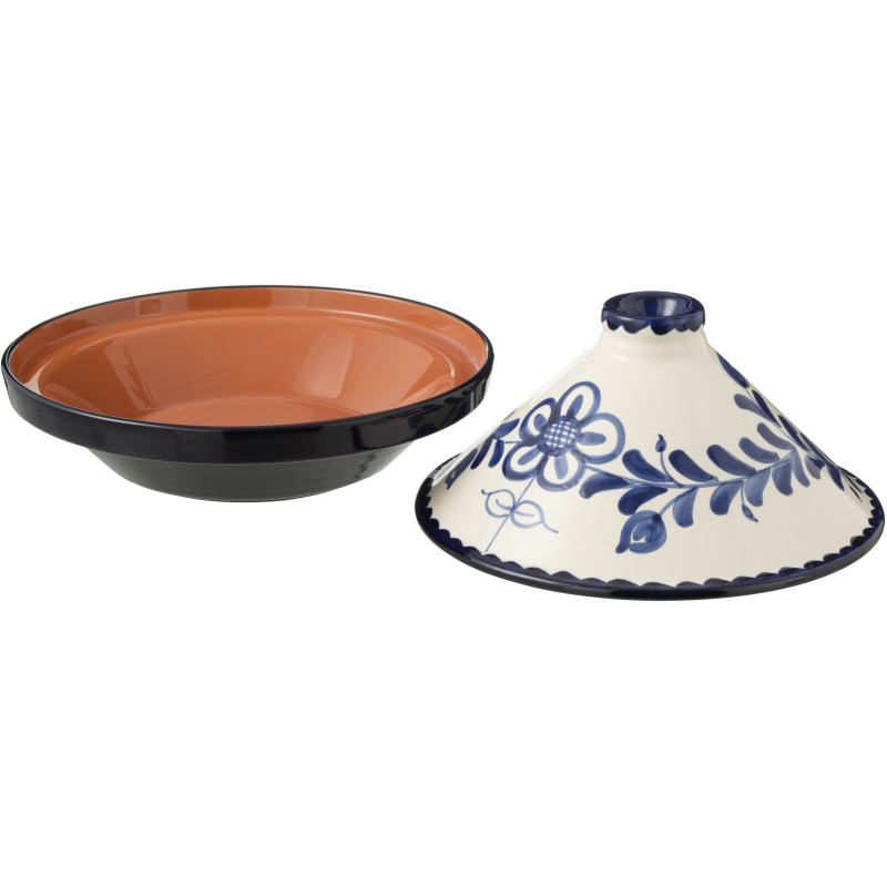 Plat à Tajine original 20 cm en Céramique Bleu cobalt Blanc Motif fleur Granada - 3