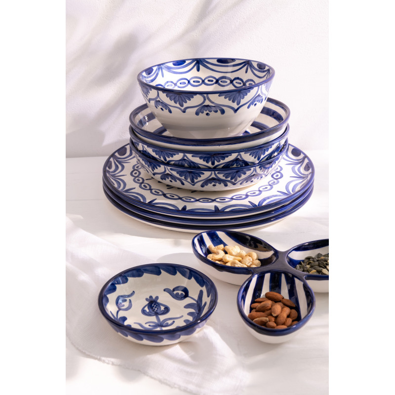 Bol à apéro 14 cm en Céramique Bleu cobalt Blanc Motif fleur Granada - 2