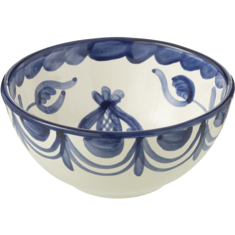 Petit Bol rond 14 cm en Céramique Bleu cobalt Blanc Motif fleur Granada - 1
