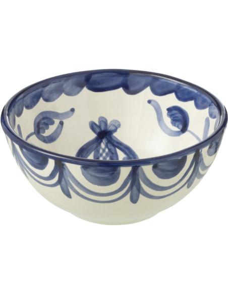 Petit Bol rond 14 cm en Céramique Bleu cobalt Blanc Motif fleur Granada - 1