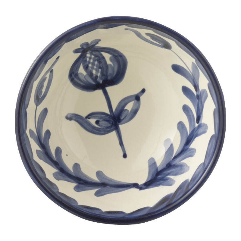 Petit Bol rond 14 cm en Céramique Bleu cobalt Blanc Motif fleur Granada - 2