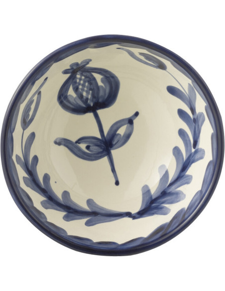 Petit Bol rond 14 cm en Céramique Bleu cobalt Blanc Motif fleur Granada - 2