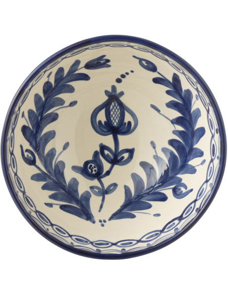 Saladier original rond 28 cm en Céramique Bleu cobalt Blanc Motif fleur Granada - 2