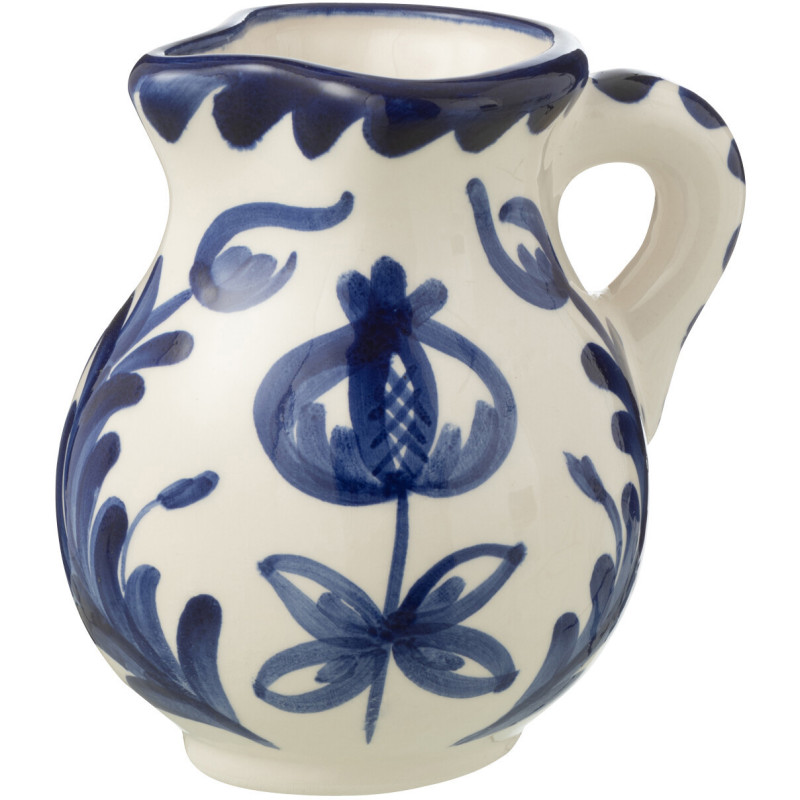 Petit Pichet original 500 ml en Céramique Bleu cobalt Blanc Motif fleur Granada - 1