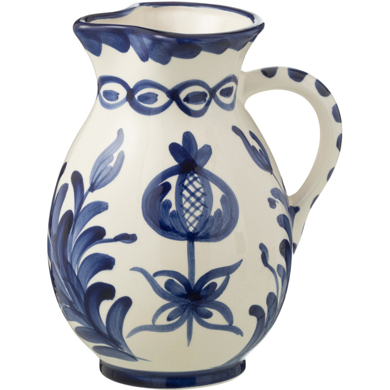 Pichet original 1,6 Litre en Céramique Bleu cobalt Blanc Motif fleur Granada - 1