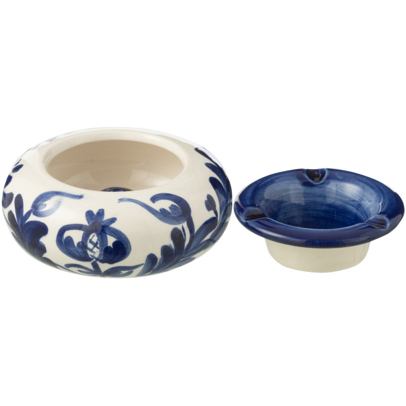 Petit Cendrier original 11 cm en Céramique Bleu cobalt Blanc Motif fleur Granada - 2