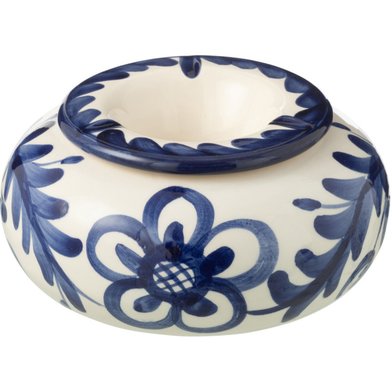 Cendrier original 14 cm en Céramique Bleu cobalt Blanc Motif fleur Granada - 1