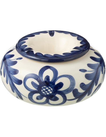Cendrier original 14 cm en Céramique Bleu cobalt Blanc Motif fleur Granada - 1