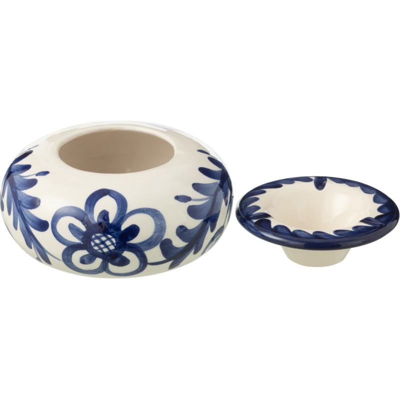 Cendrier original 14 cm en Céramique Bleu cobalt Blanc Motif fleur Granada - 2