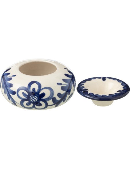 Cendrier original 14 cm en Céramique Bleu cobalt Blanc Motif fleur Granada - 2