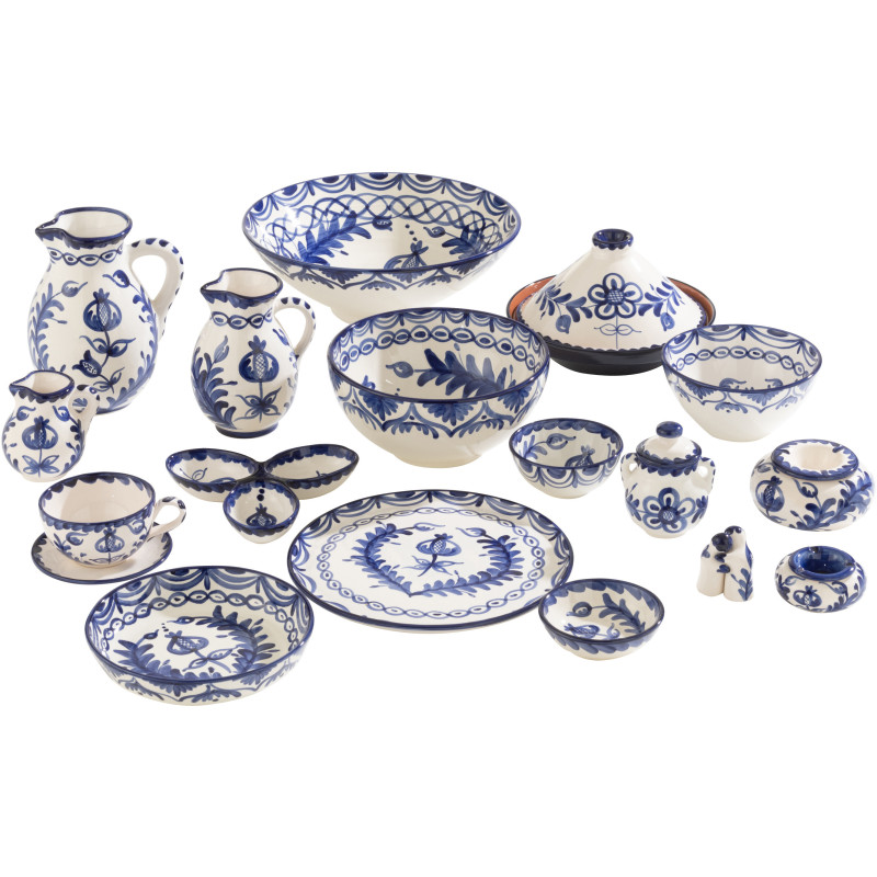 Cendrier original 14 cm en Céramique Bleu cobalt Blanc Motif fleur Granada - 3