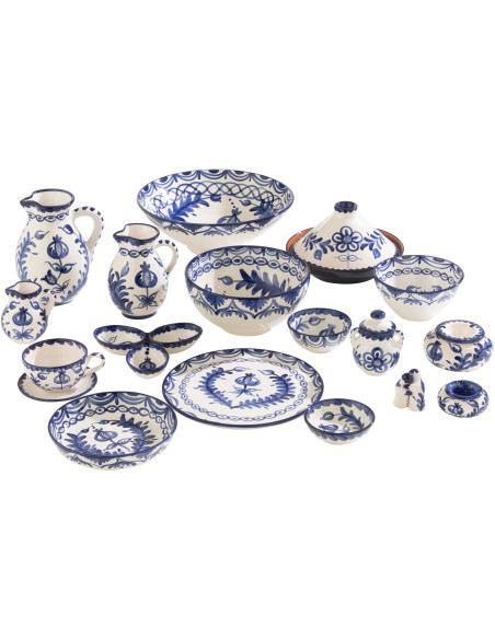 Cendrier original 14 cm en Céramique Bleu cobalt Blanc Motif fleur Granada - 3