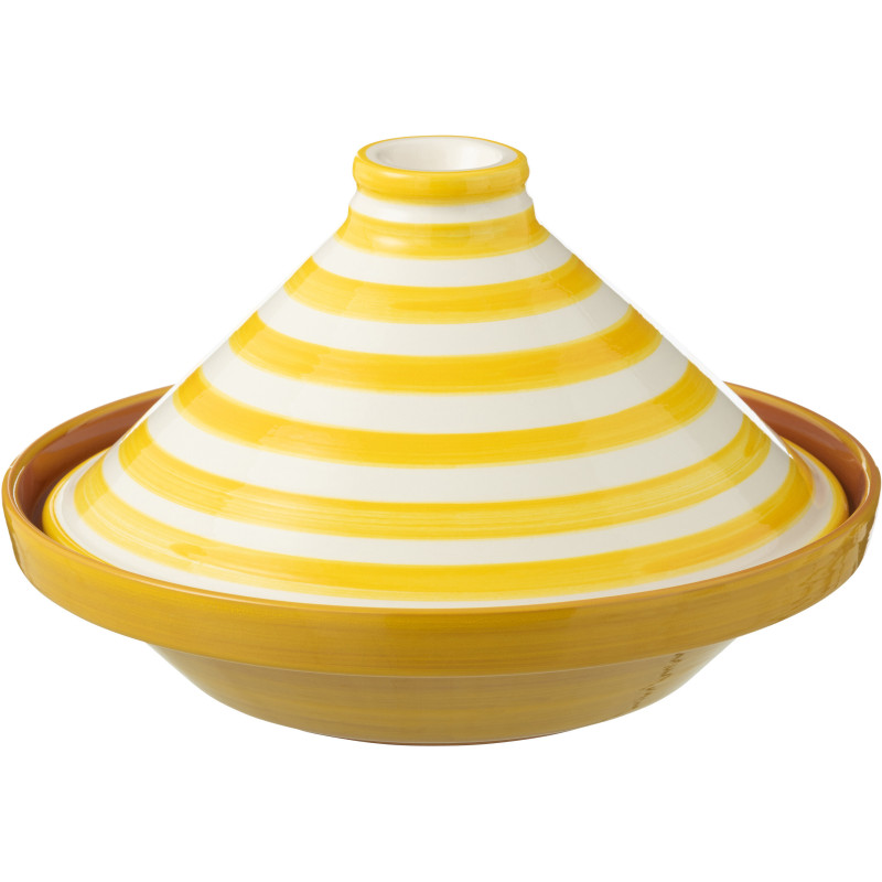 Plat à Tajine original 20 cm en Céramique Jaune Blanc Motif lignes Granada - 1
